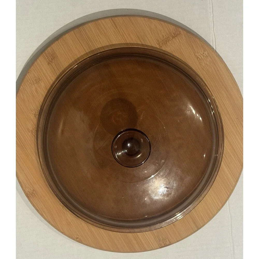 Corning Ware Visions Amber Glass Cookware 4.5L Dutch Oven Stock Pot Pyrex Lid